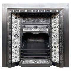 Large Original 19th Century Victorian Cast Iron Fireplace Grate