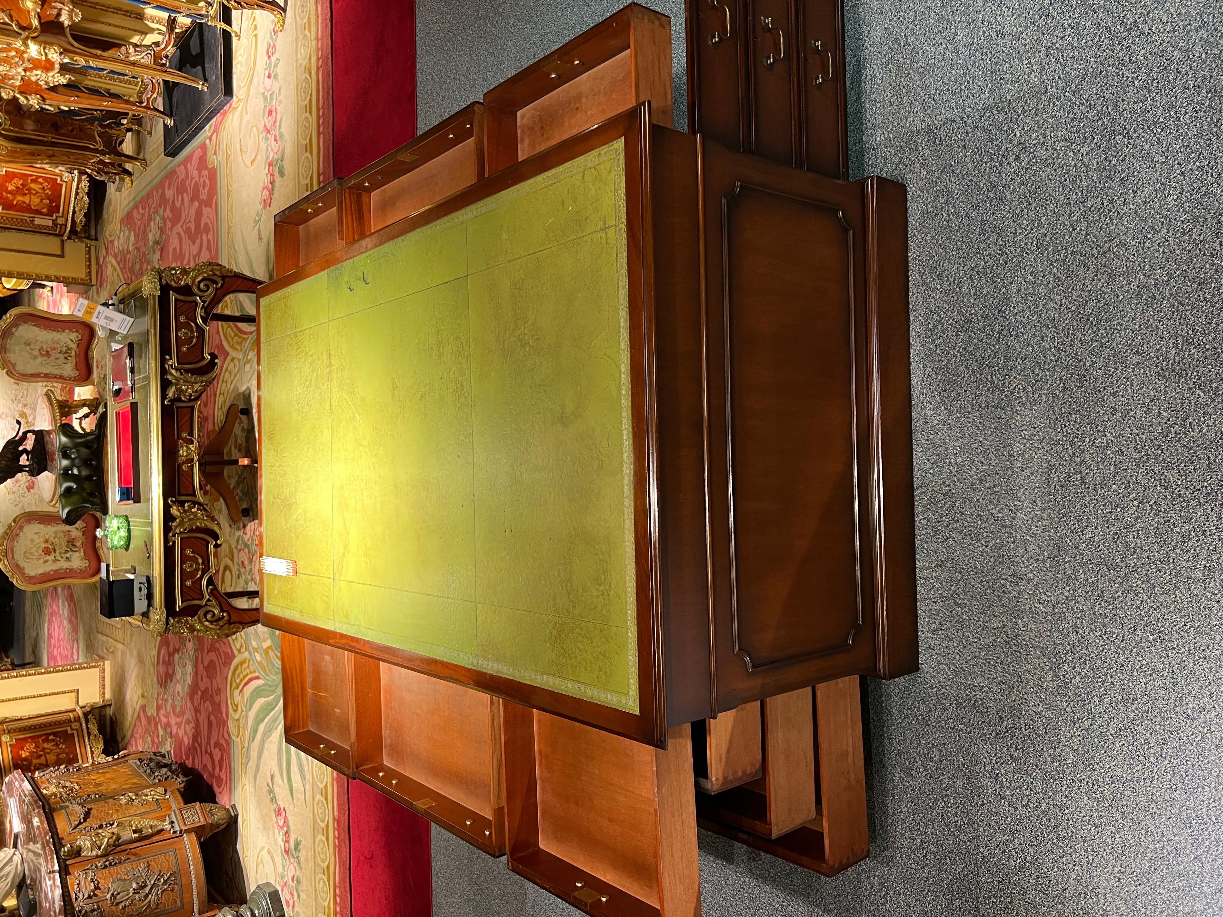 Large original 20th Century Classical English Partner Desk, circa 1910-1920 For Sale 12