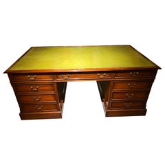 Large original 20th Century Classical English Partner Desk, circa 1910-1920