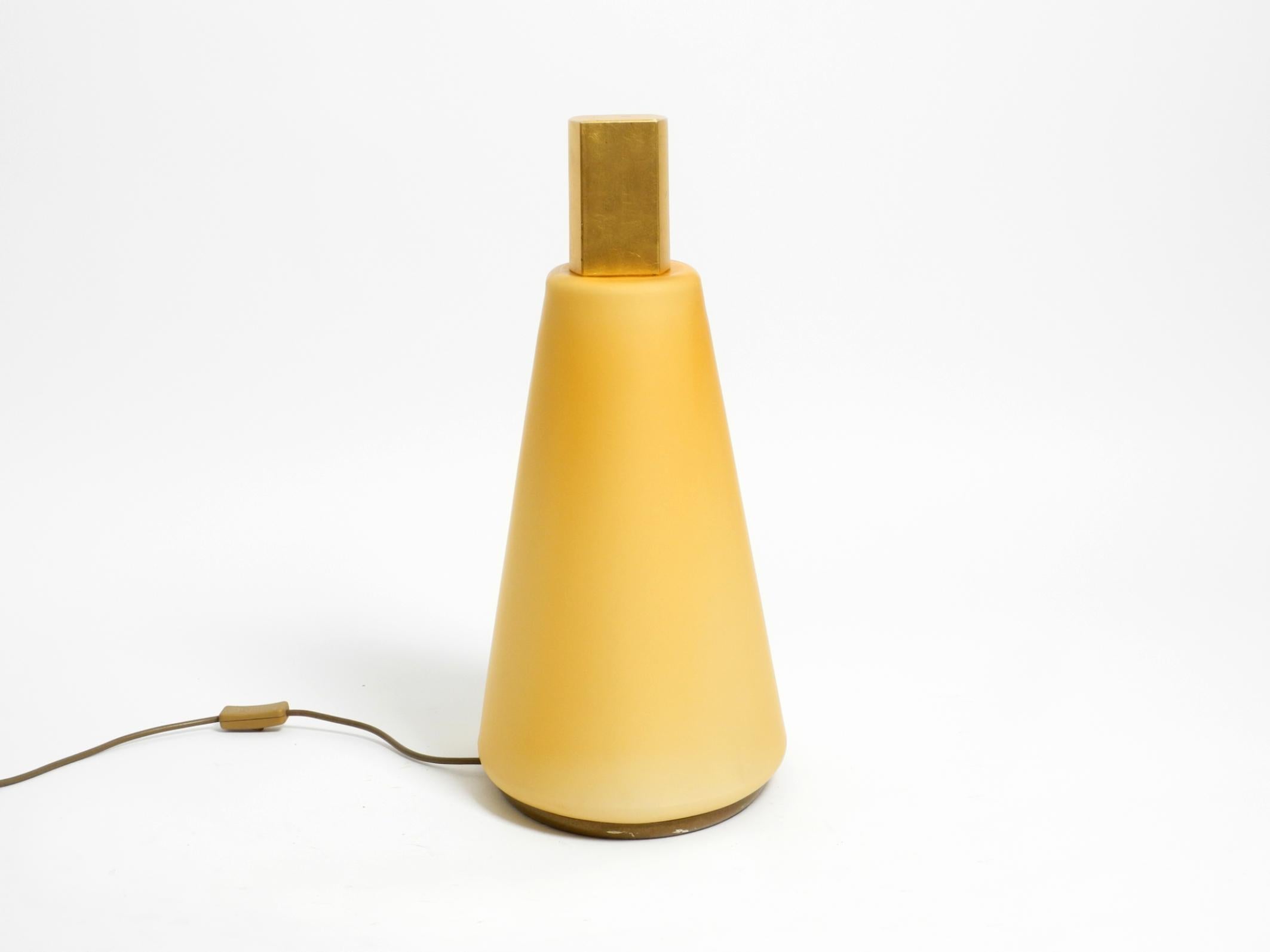 Post-Modern Large original 90s postmodern floor or table lamp made of apricot flashed glass For Sale