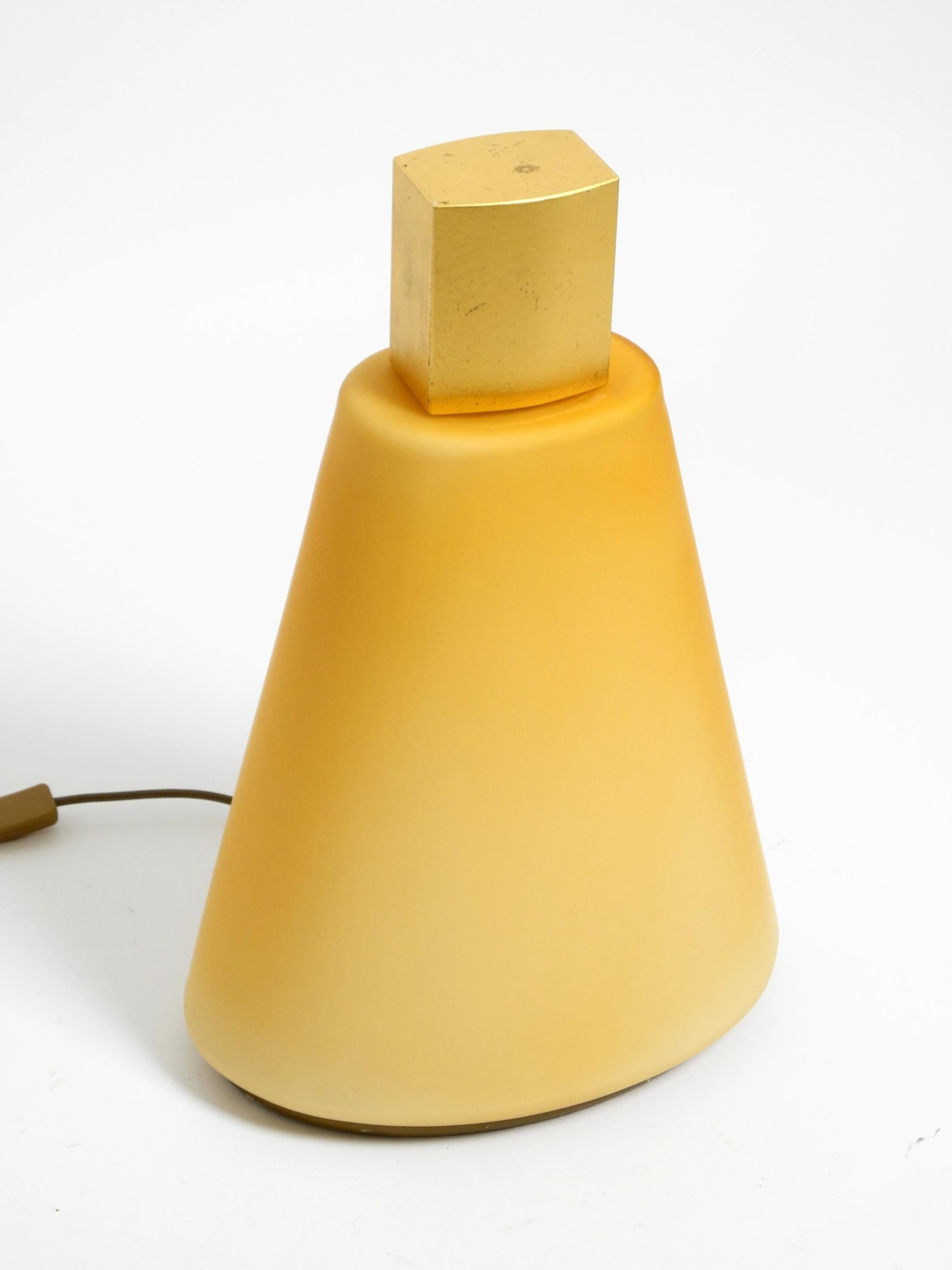 European Large original 90s postmodern floor or table lamp made of apricot flashed glass For Sale