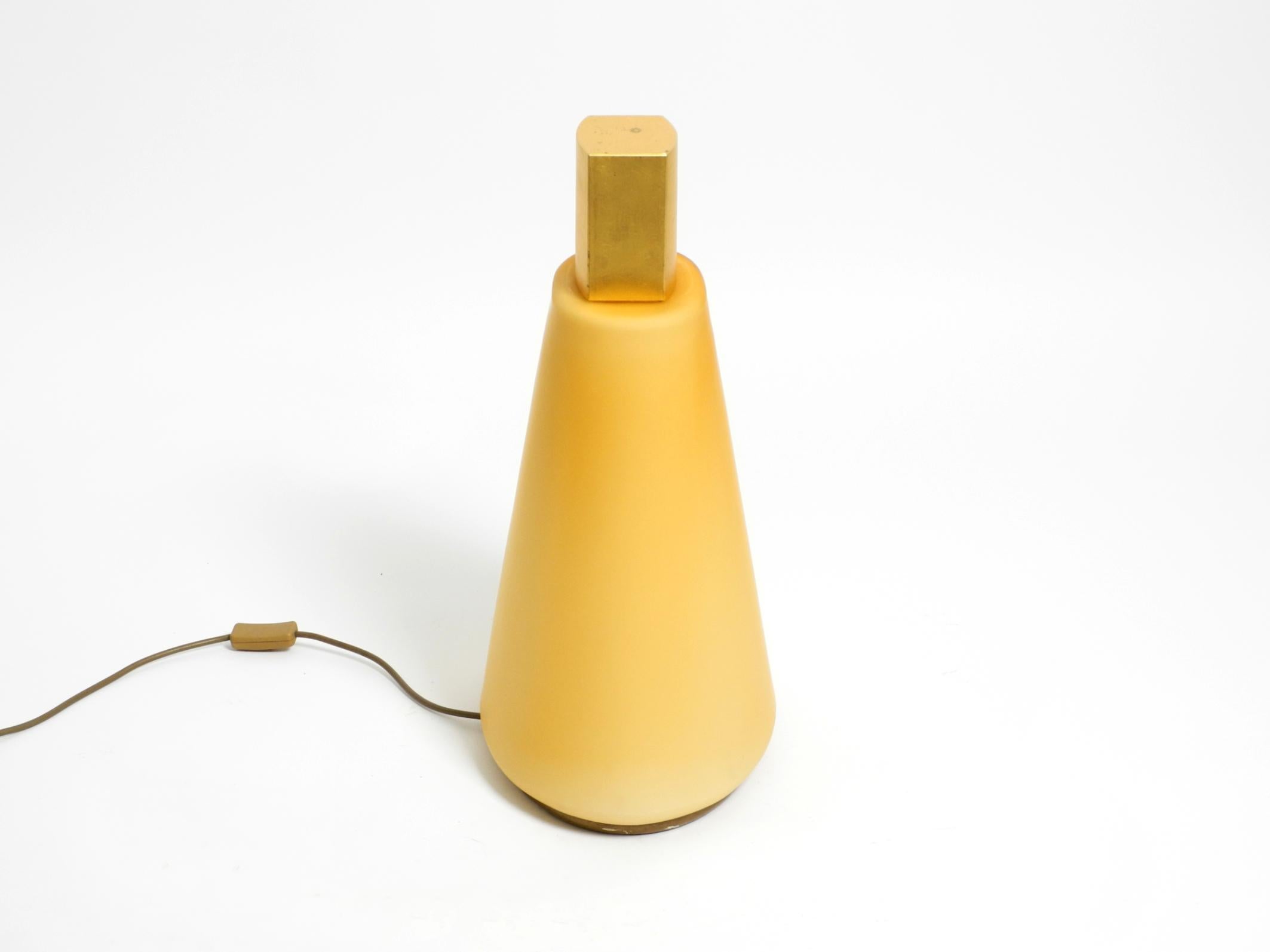 Late 20th Century Large original 90s postmodern floor or table lamp made of apricot flashed glass For Sale
