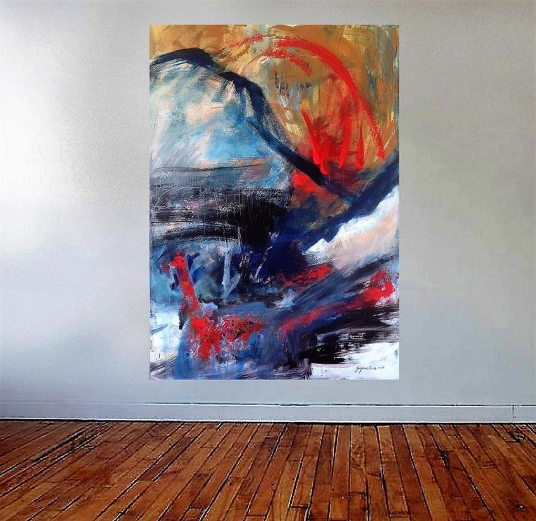 American Large Original Abstract Painting, Acrylic on Canvas, Signed For Sale