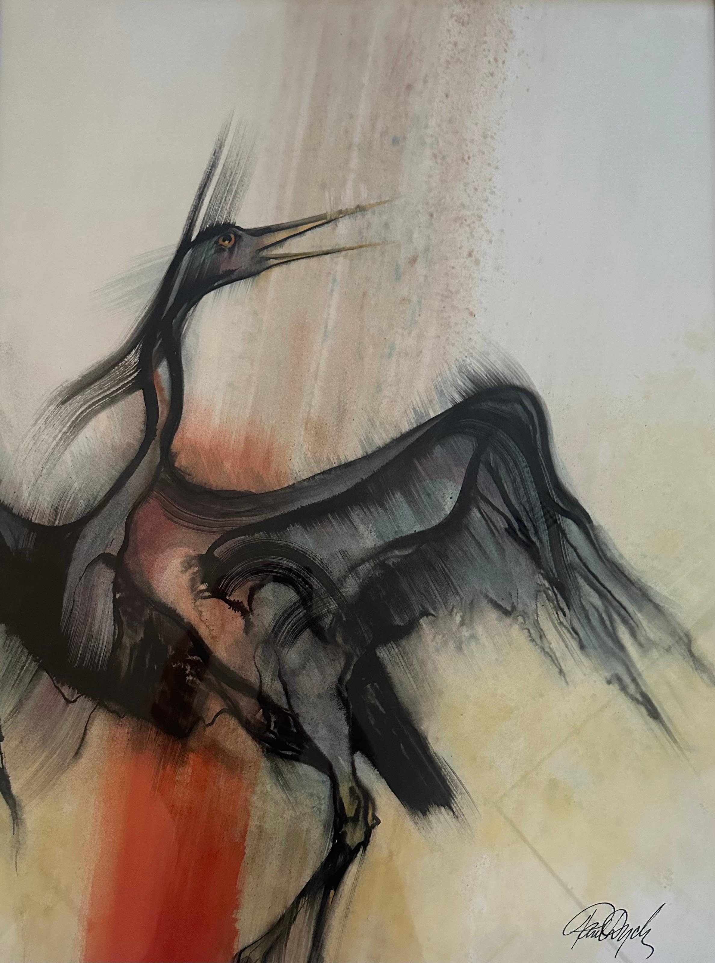 Große Original-Acryl auf Karton Gemälde 