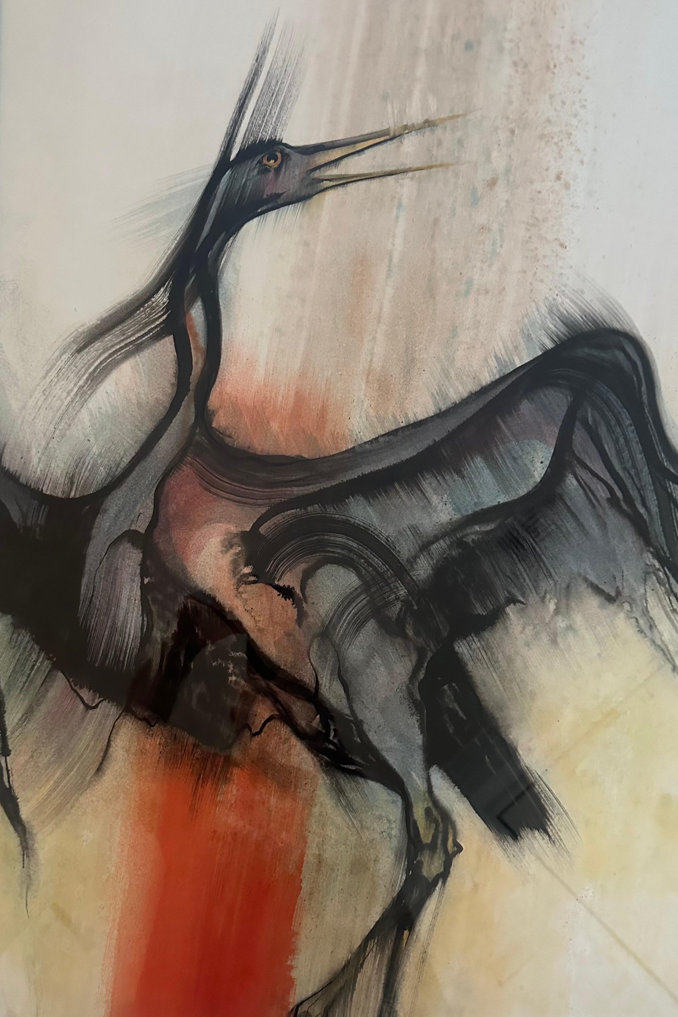 Große Original-Acryl auf Karton Gemälde 
