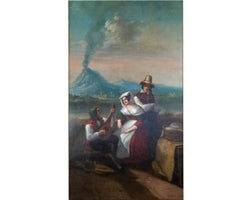 Large Original Antique 19th Century Oil Painting in Gilt Frame