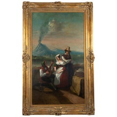 Large Original Antique 19th Century Oil Painting in Gilt Frame