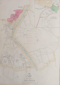 Large Original Antique City Plan of Lucknow, India. Edward Weller, 1861