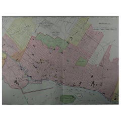 Large Original Antique City Plan of Montreal, Canada, circa 1900