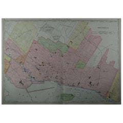 Large Original Antique City Plan of Montreal, Canada, circa 1900