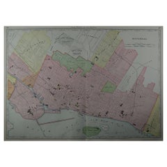 Großer originaler antiker Stadtplan von Montreal, Kanada, um 1900