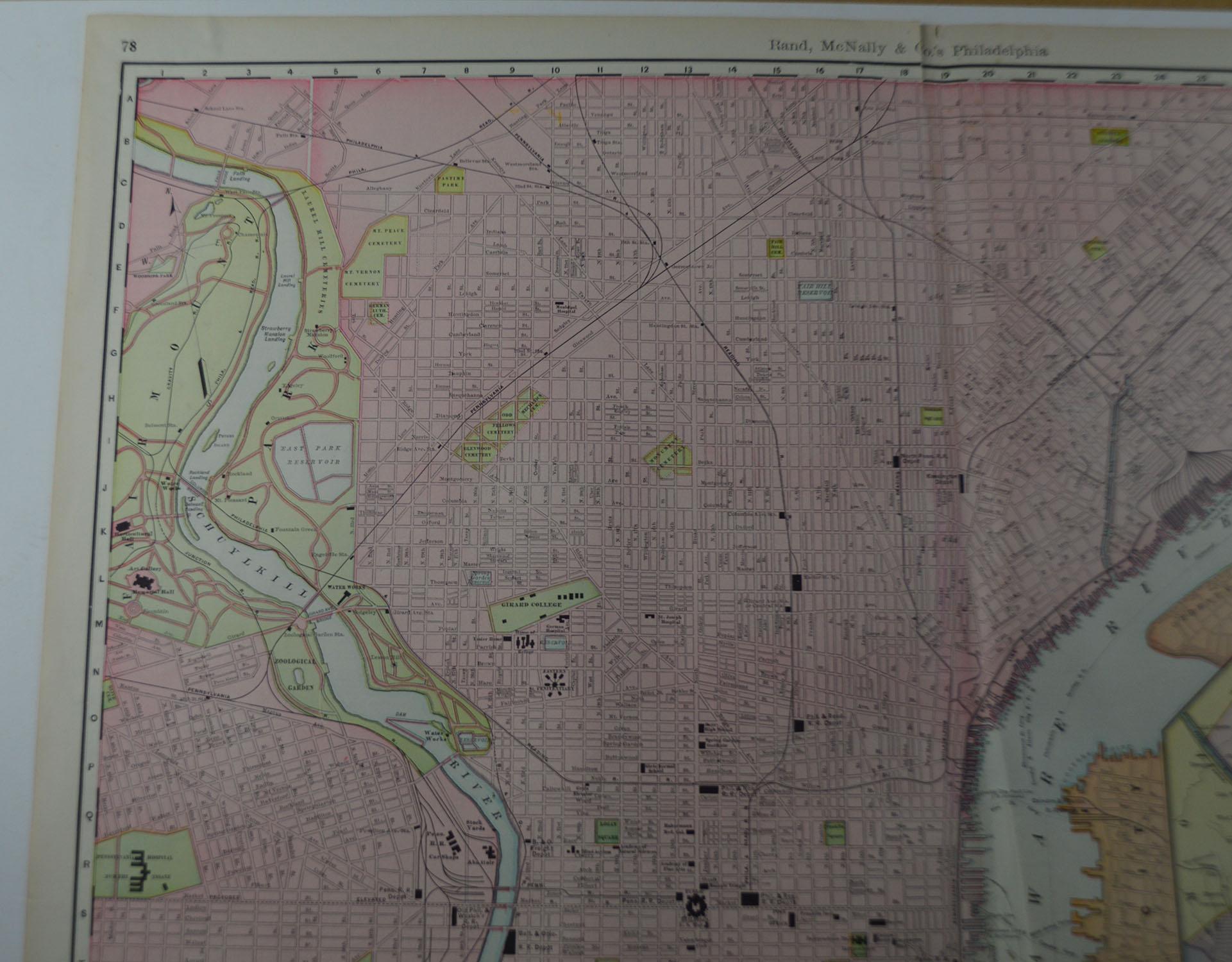 Fabulous colorful map of Philadelphia

Original color

By Rand, McNally & Co.

Published, circa 1900.

Unframed

Free shipping.