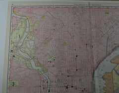 Large Original Antique City Plan of Philadelphia, USA, circa 1900