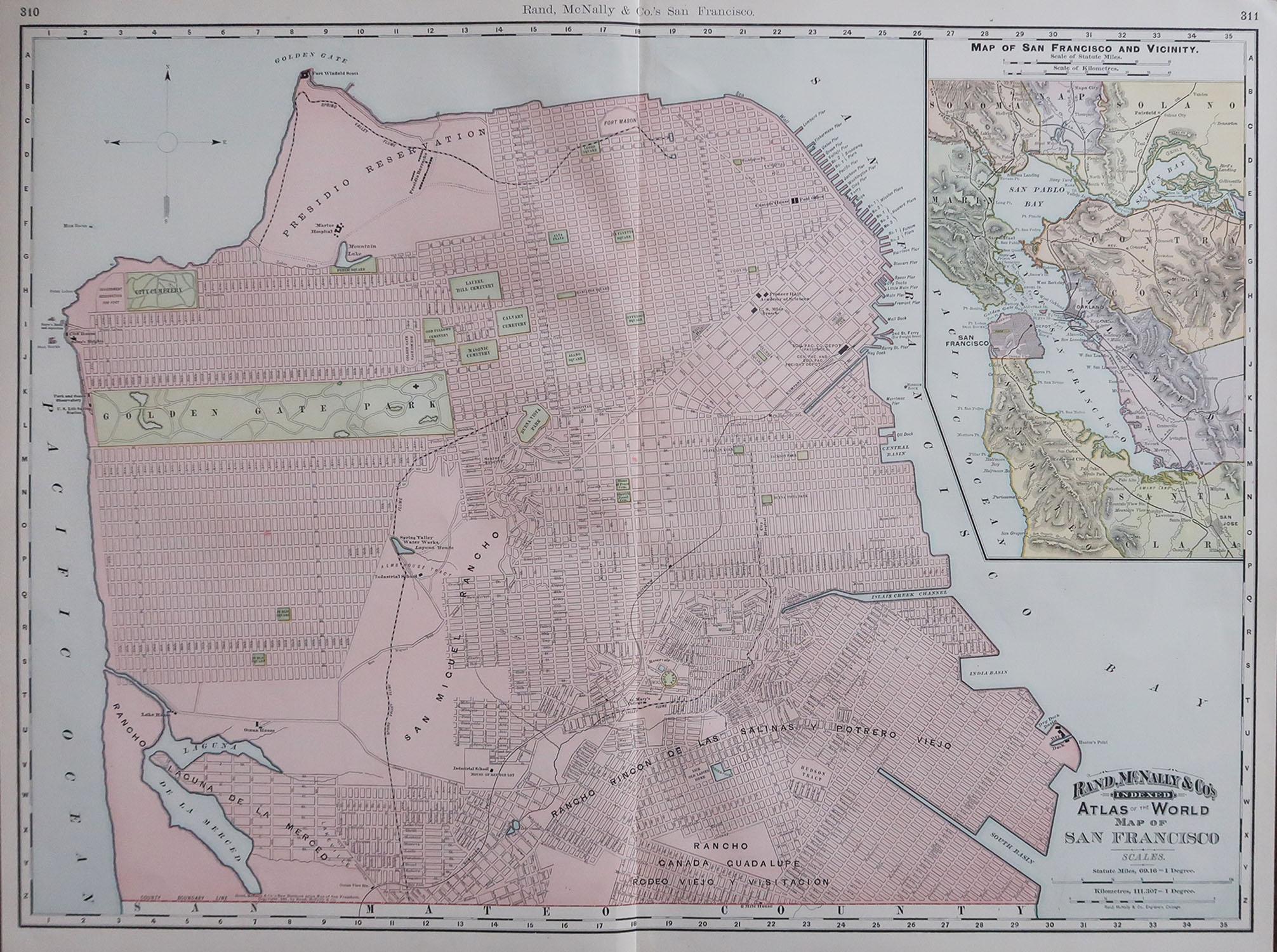 Fabulous colorful map of San Francisco

Original color

By Rand, McNally & Co.

Published, 1894

Unframed

Free shipping.