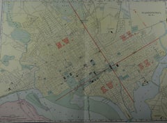 Large Original Antique City Plan of Washington DC, USA, circa 1900