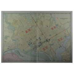 Large Original Antique City Plan of Washington DC, USA, circa 1900