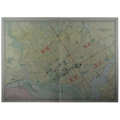 Large Original Used City Plan of Washington DC, USA, circa 1900