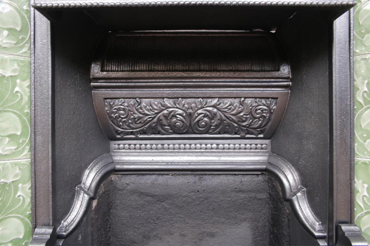 Large Original Antique Edwardian Art Nouveau Cast Iron Combination Fireplace 1