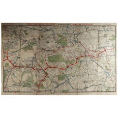 Large Original Antique Folding Map of London, UK, Dated 1898
