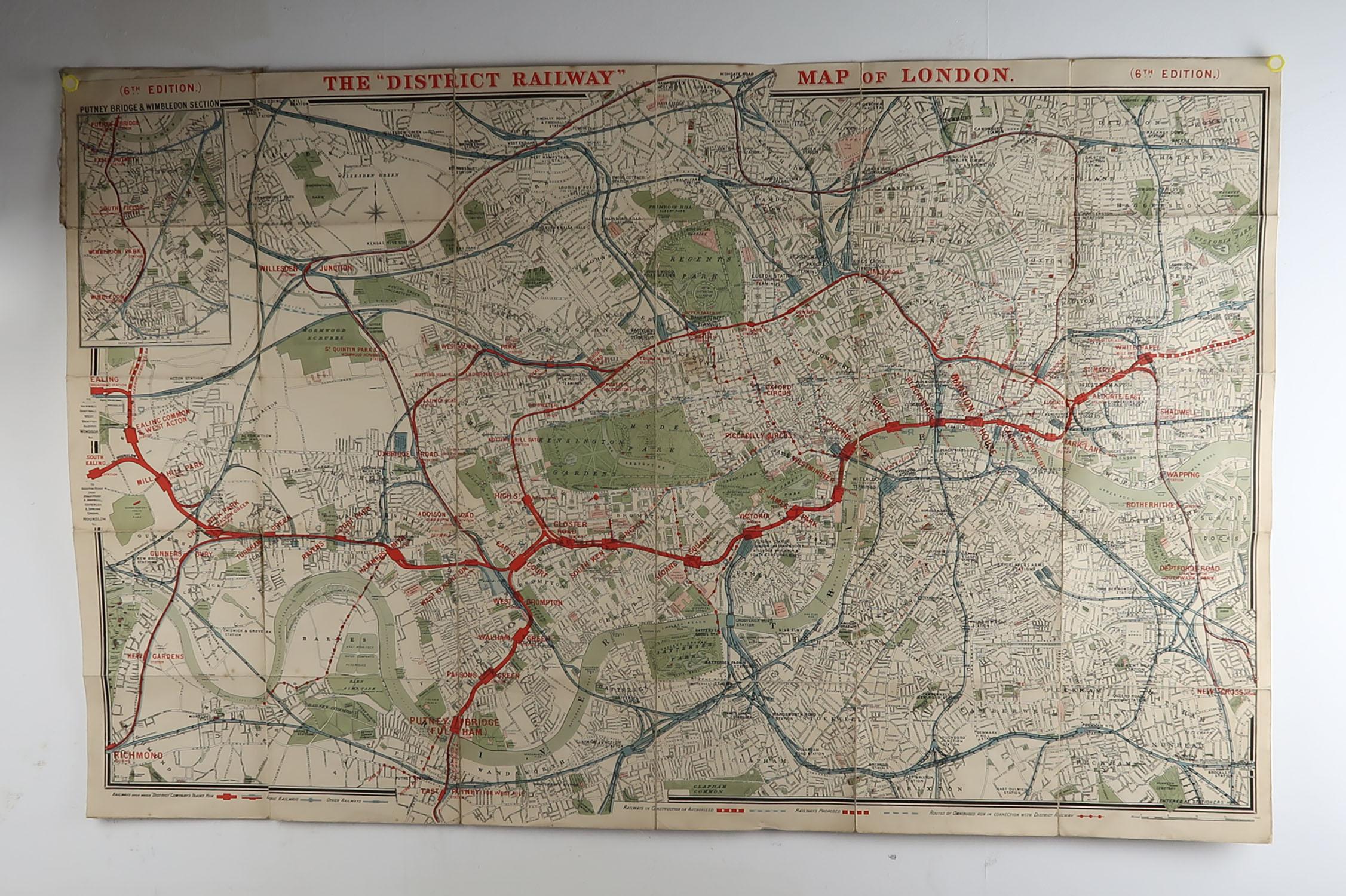 Victorian Large Original Antique Folding Map of London, UK, Dated 1898