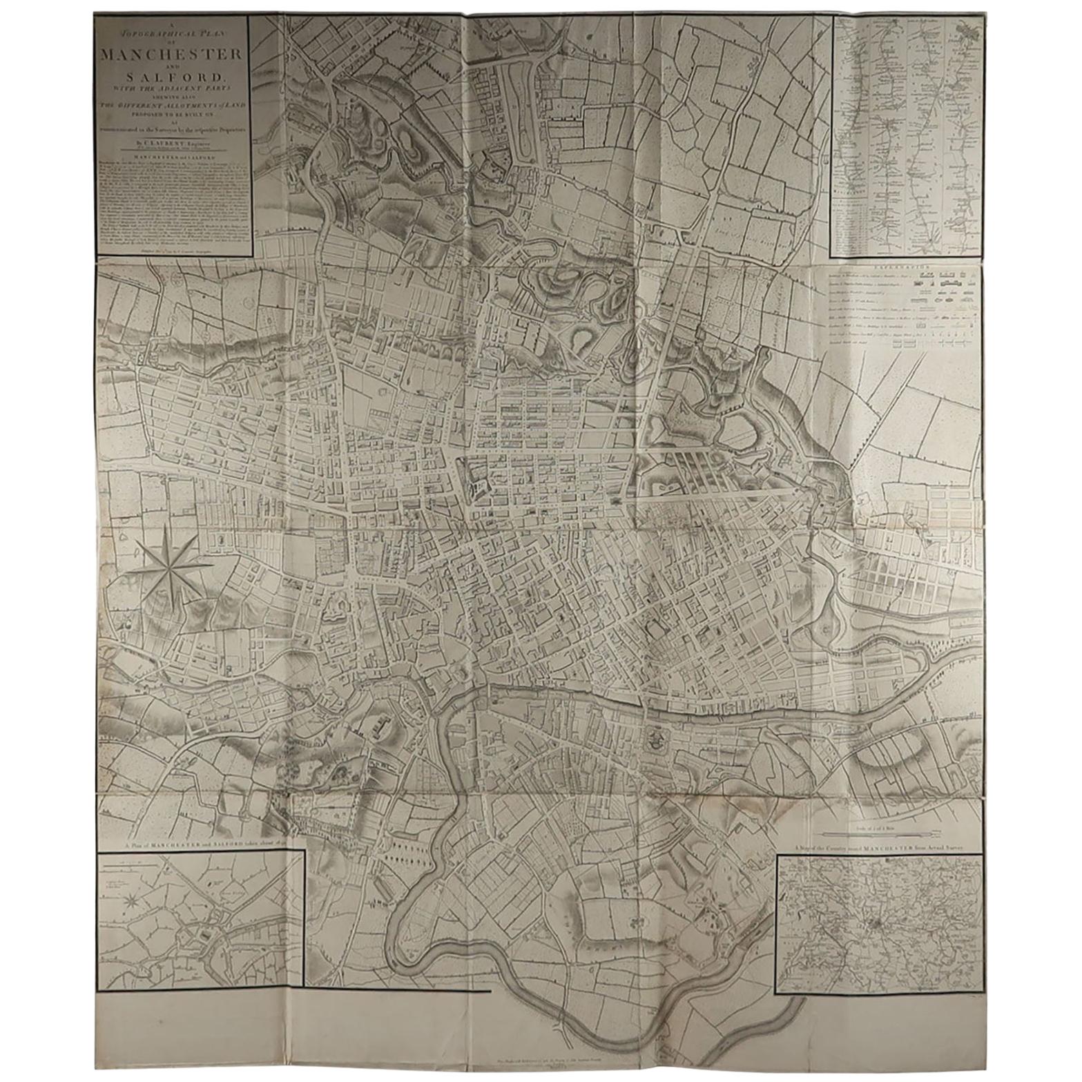 Superb map of Manchester and Salford

Folding map. Printed on paper laid on to the original canvas

Unframed.

Published by C.Laurent, 1793.






 