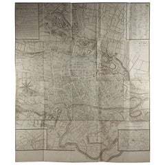 Grande carte pliante originale de Manchester, Angleterre, datée de 1793