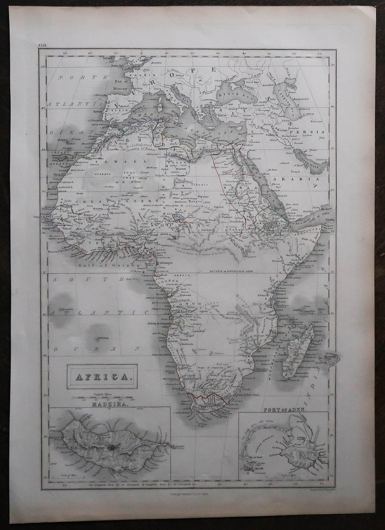 Large Original Antique Map of Africa by Sidney Hall, 1847 For Sale at ...