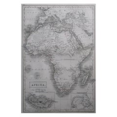 Large Original Antique Map of Africa by Sidney Hall, 1847