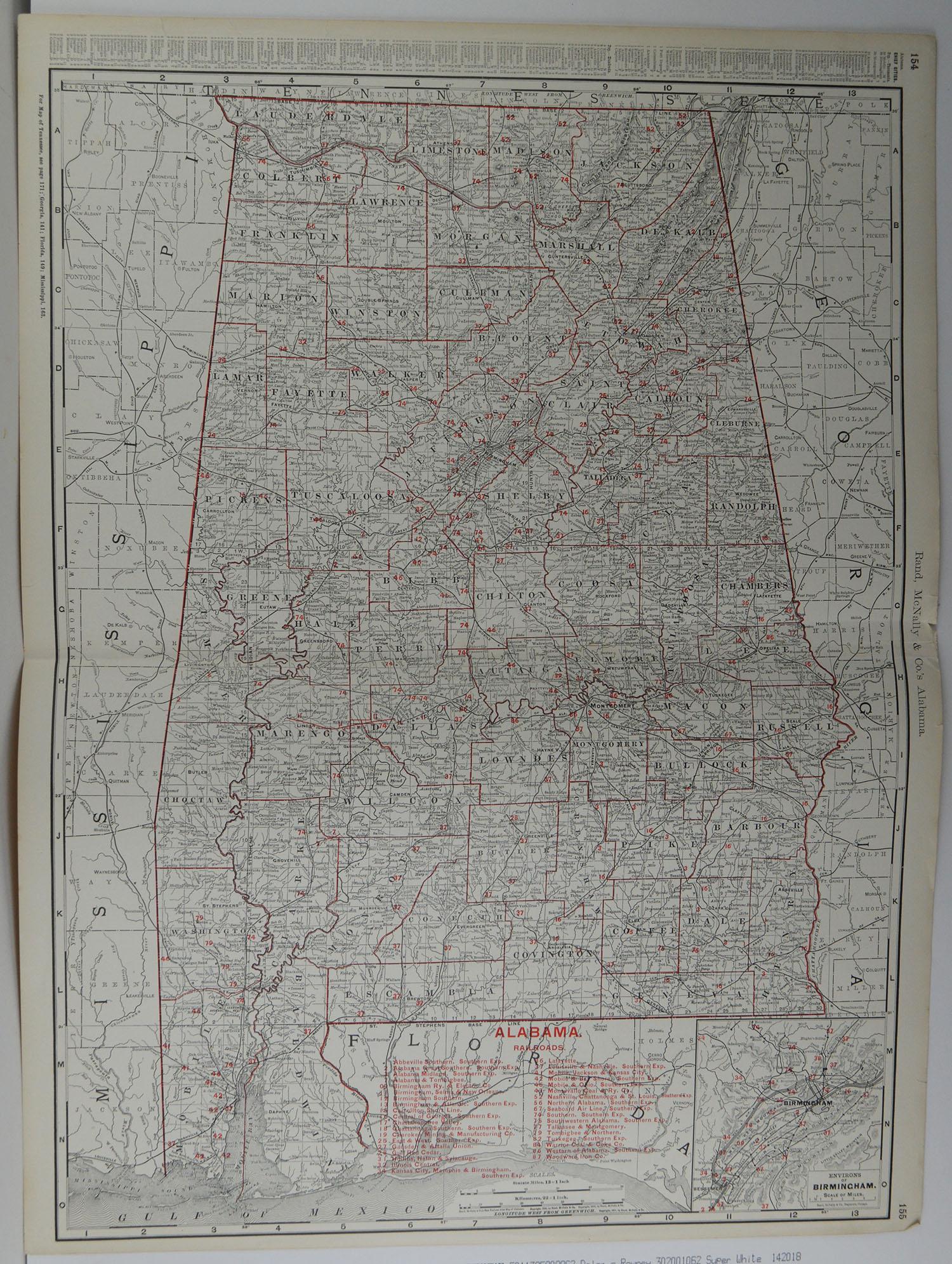 Fabulous monochrome map with red outline color 

Original color

By Rand, McNally & Co.

Published, circa 1900

Unframed

Minor edge tears.