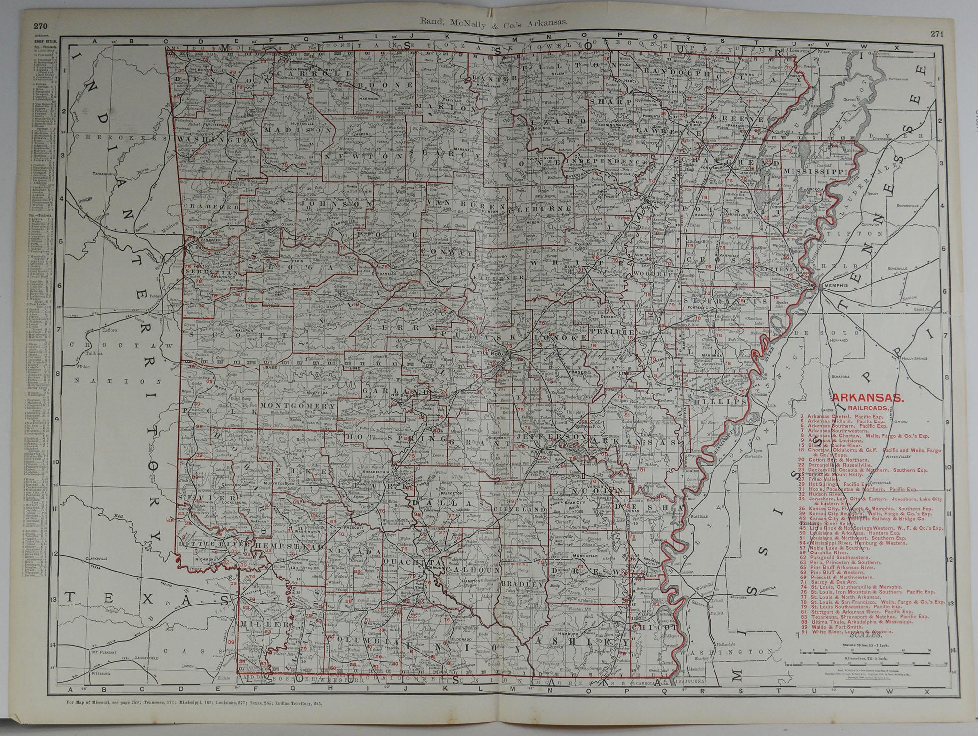 Fabulous monochrome map with red outline color 

Original color

By Rand, McNally & Co.

Published, circa 1900

Unframed

Minor edge tears.