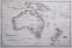 Large Original Antique Map of Australia by Sidney Hall, 1847