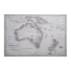 Grande carte ancienne originale d'Australie par Sidney Hall, 1847