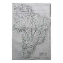 Large Original Antique Map of Brazil by Sidney Hall, 1847
