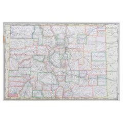 Large Original Antique Map of Colorado, USA circa 1900