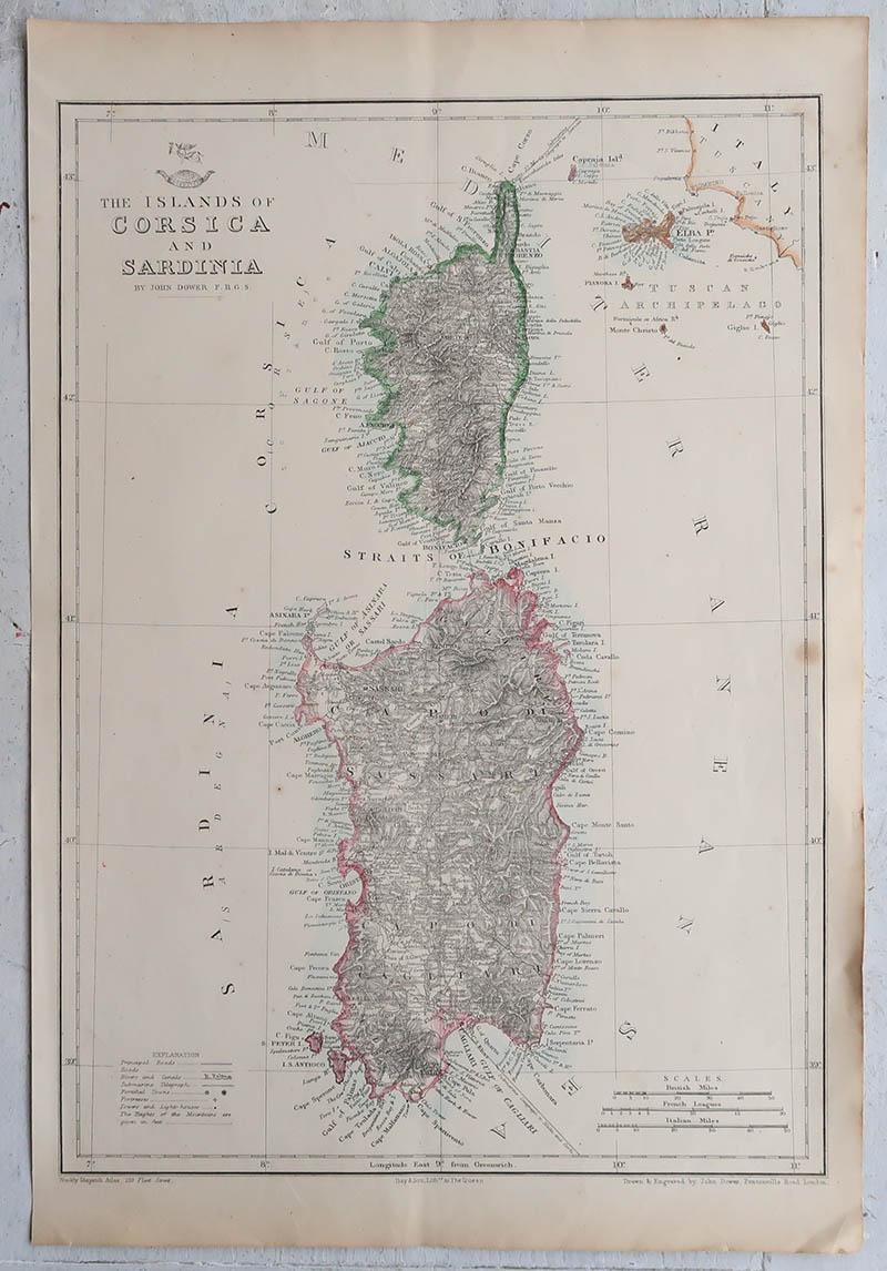 Ottima mappa della Corsica e della Sardegna

Incisione litografica di John Dower

Colore originale

Pubblicato, 1861

Non incorniciato

Buono stato 

Spedizione gratuita



 
 