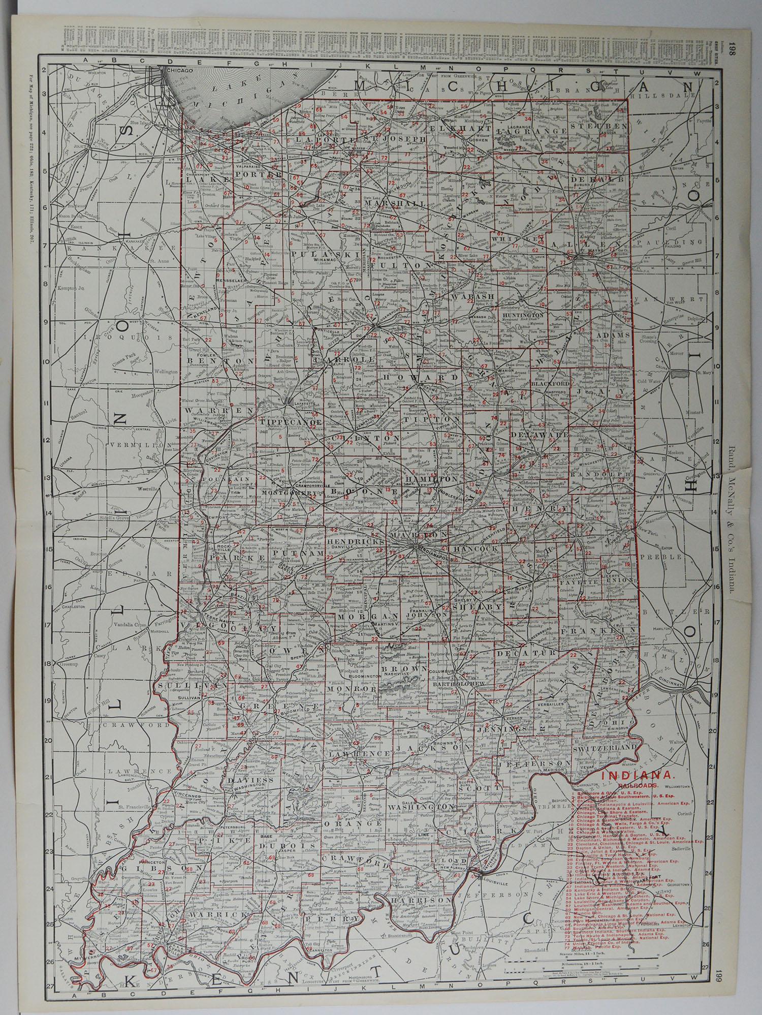 Fabulous monochrome map with red outline color 

Original color

By Rand, McNally & Co.

Published circa 1900

Unframed

Repairs to minor edge tears.