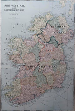 Large Original Antique Map of Ireland. C.1900