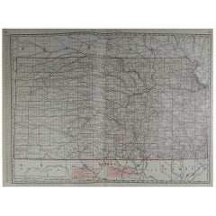 Large Original Antique Map of Kansas by Rand McNally, circa 1900