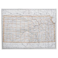Grande mappa originale antica del Kansas, USA, 1894