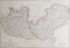Large Original Antique Map of Lombardy and Venice, Italy. John Dower, 1861