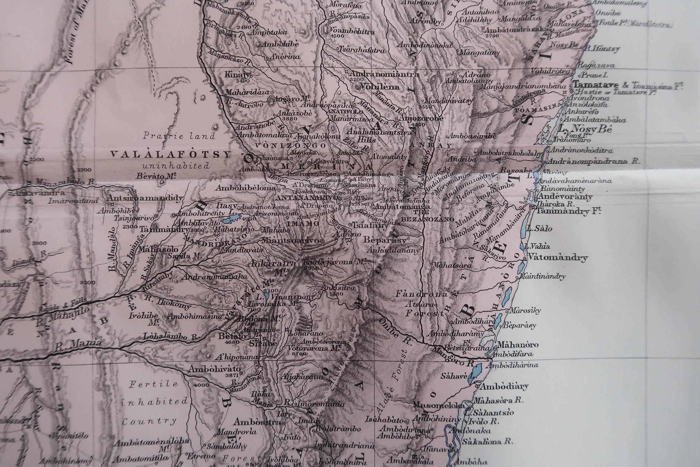 Große Original-Antike antike Karte von Madagaskar. 1894 (Sonstiges) im Angebot