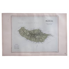 Grande carte ancienne originale de Madère. 1894