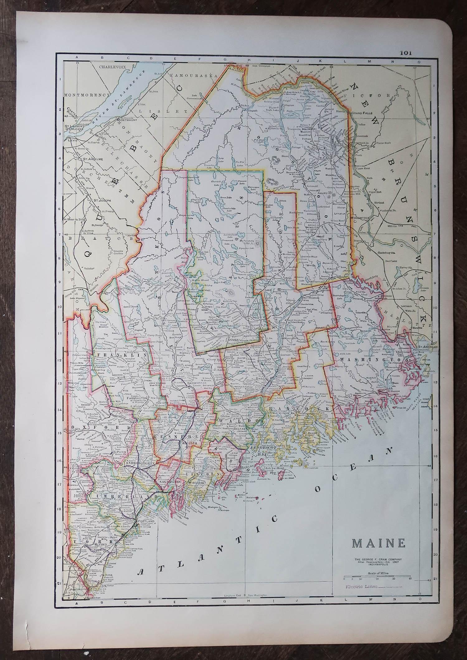 large detailed map of maine