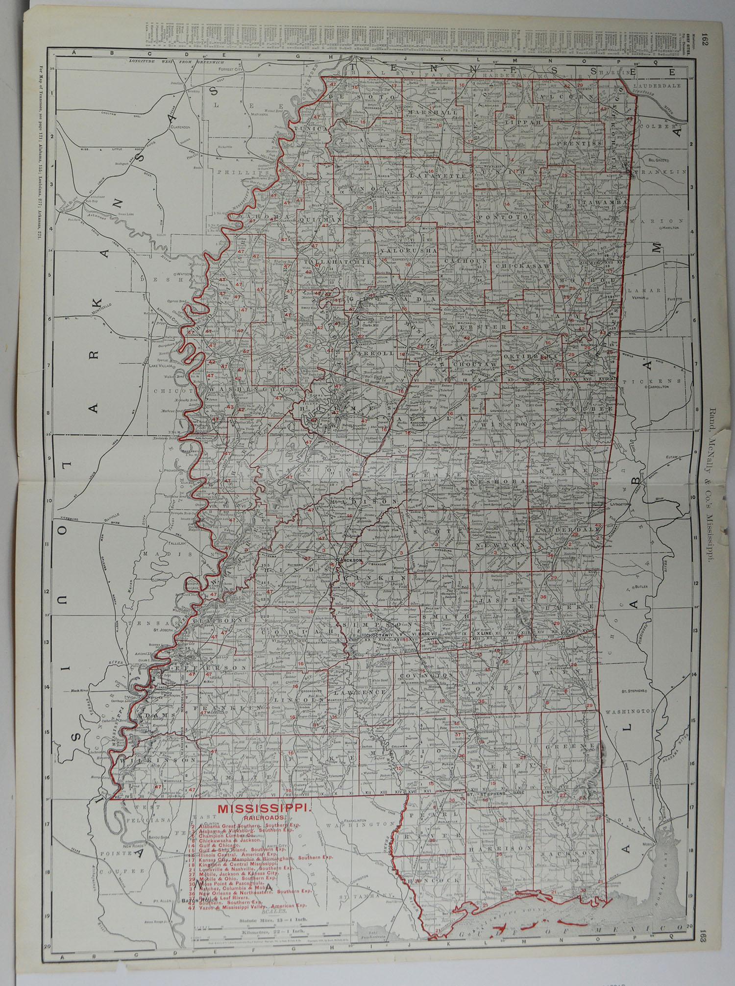 Fabulous monochrome map with red outline color 

Original color

By Rand, McNally & Co.

Published circa 1900

Unframed

Repairs to minor edge tears.