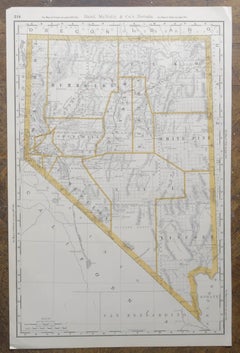 Große Original-Antike Originalkarte von Nevada, USA, 1894