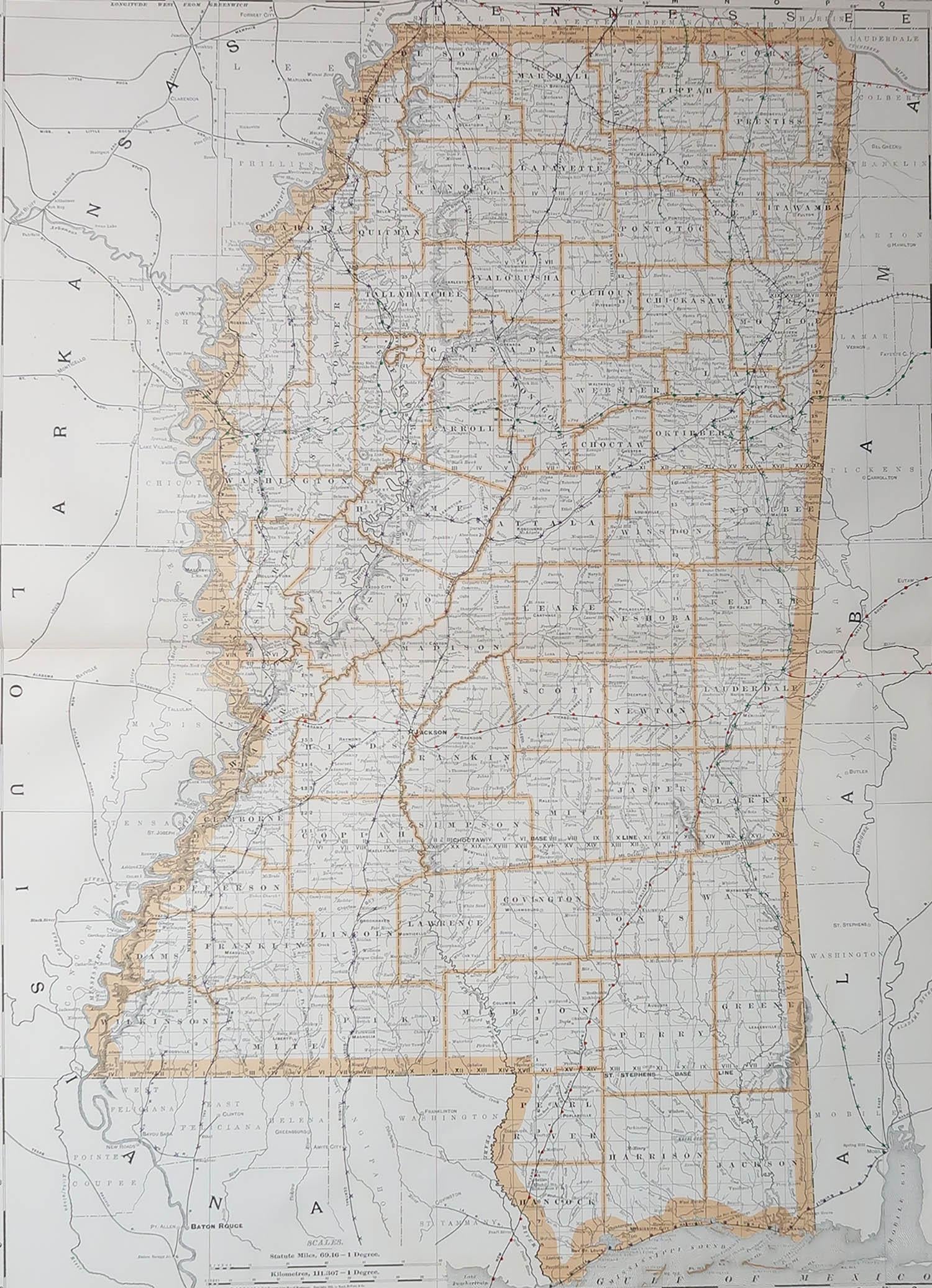 Fabulous map of Mississippi

Original color

By Rand, McNally & Co.

Published, 1894

Unframed

Free shipping.