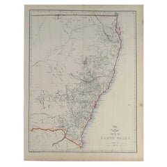 Large Original Antique Map of New South Wales, Australia, 1861