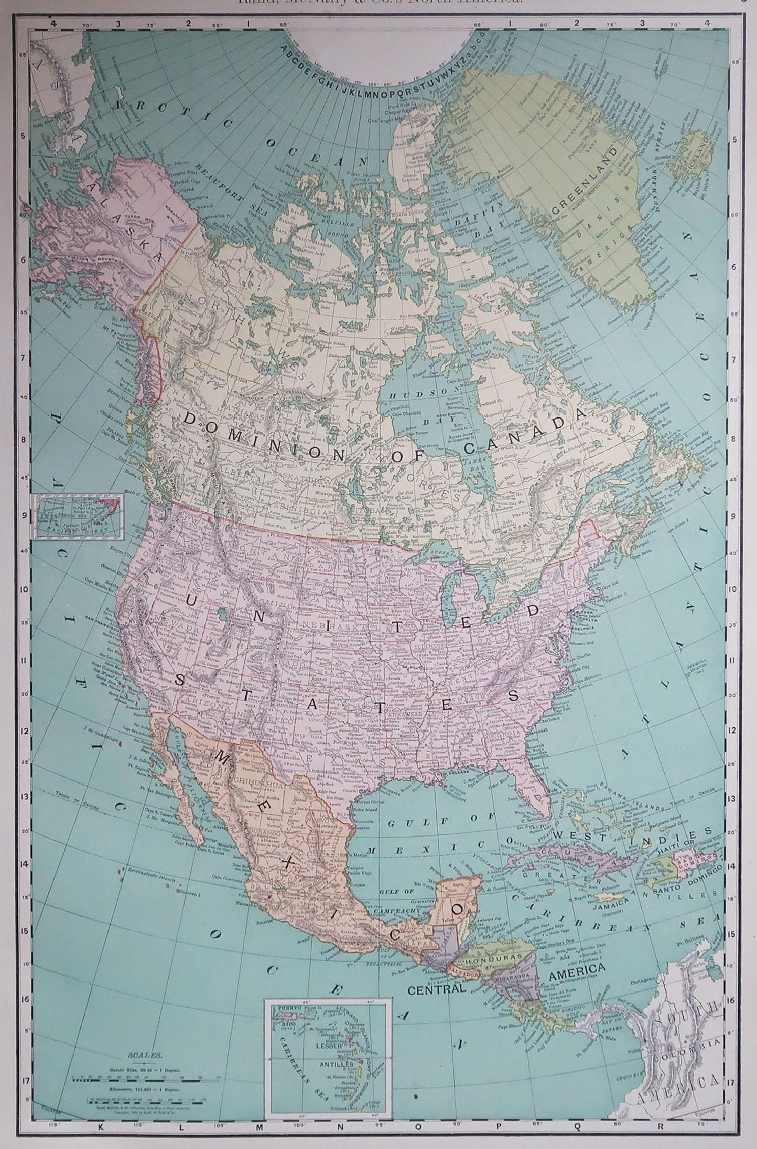 Fabulous map of North America

Original color

By Rand, McNally & Co.

Dated 1891

Unframed

Free shipping.