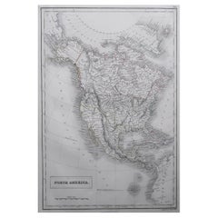 Large Original Antique Map of North America by Sidney Hall, 1847