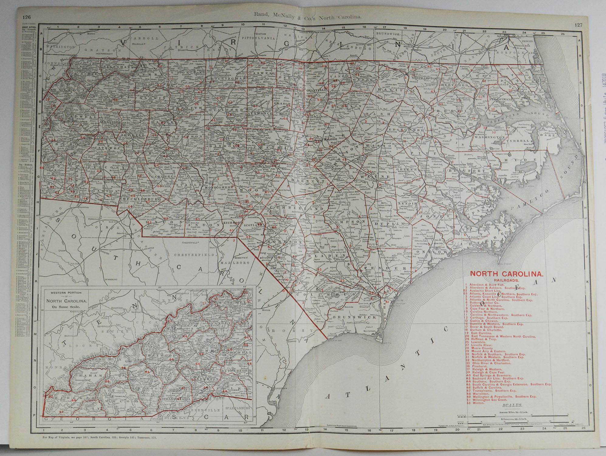 Fabulous monochrome map with red outline color 

Original color

By Rand, McNally & Co.

Published, circa 1900

Unframed

Repairs to minor edge tears.